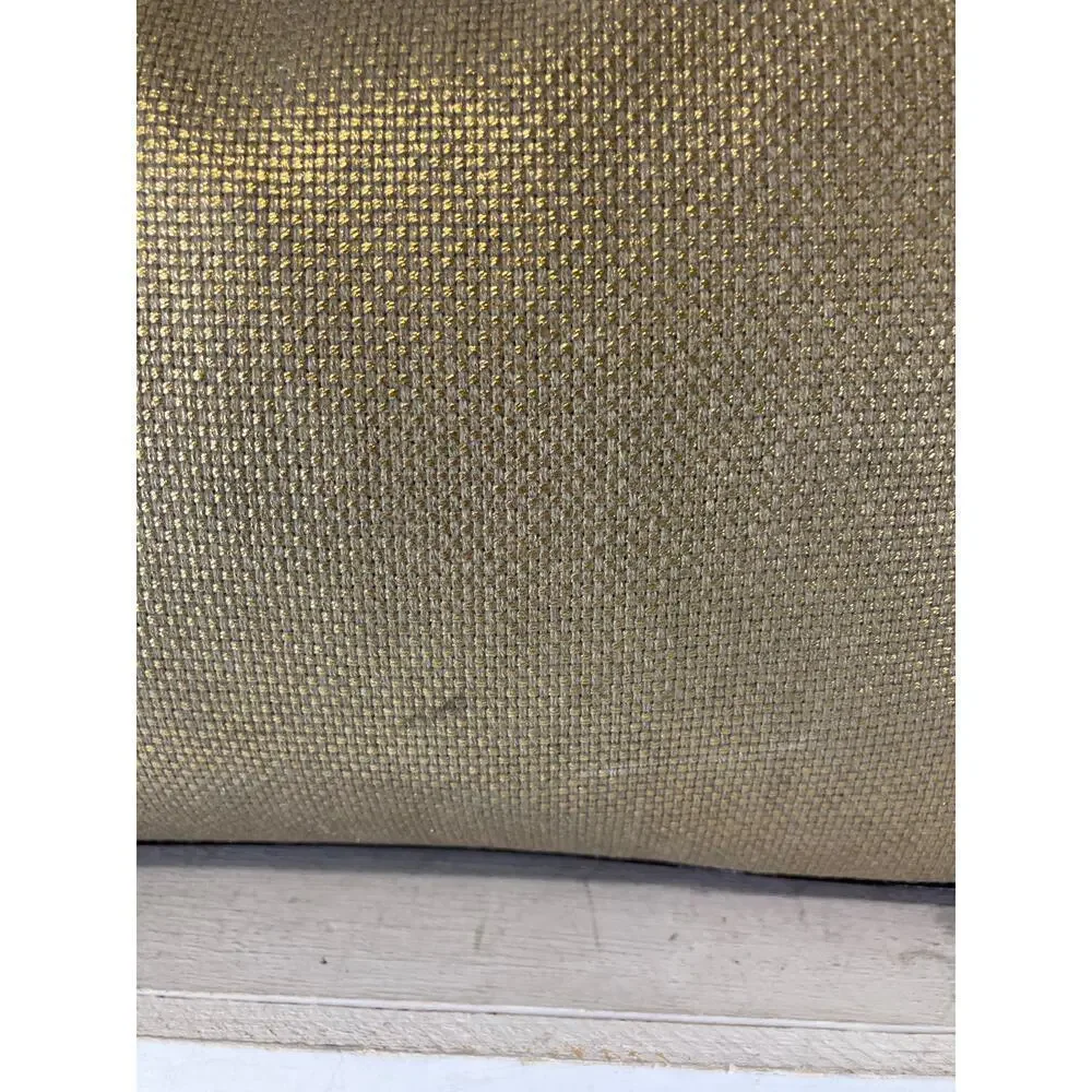 MICHAEL KORS, GOLD CANVAS, BROWN LEATHER TIM SHOULDER BAG